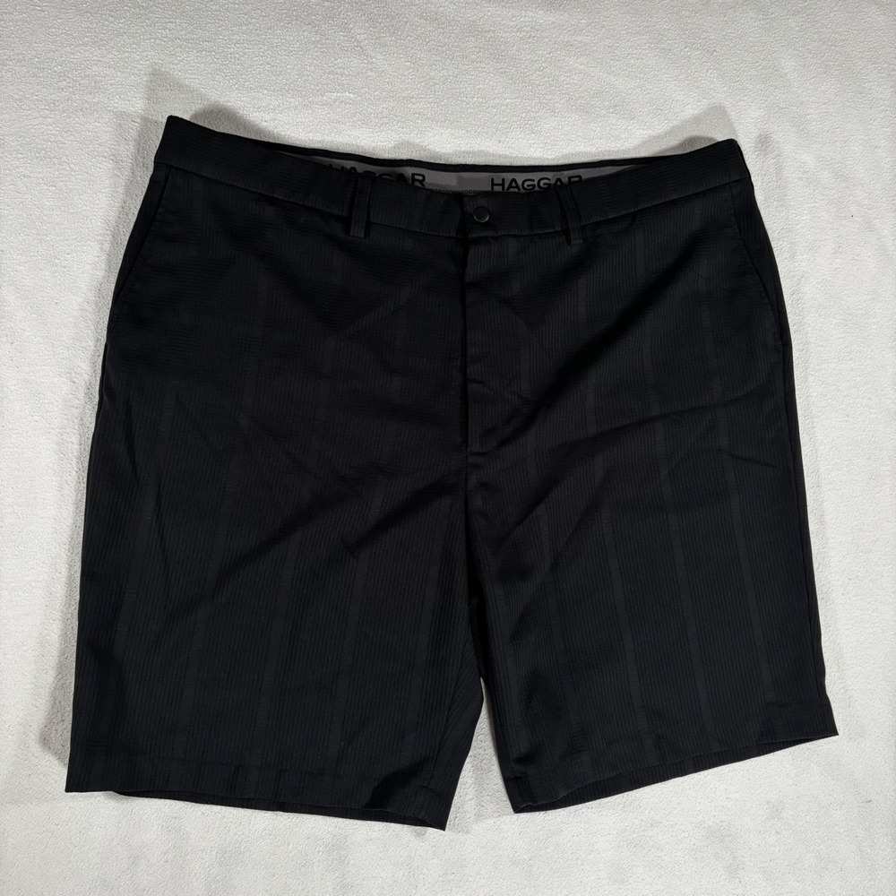Haggar Performance Golf Shorts Mens 44 Black‎ In Motion Striped HS01213 Light